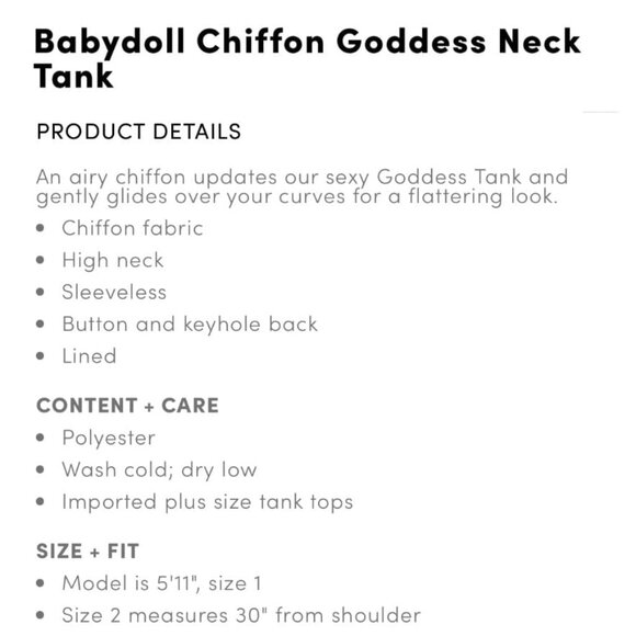 Torrid Size 6xl Black Babydoll Chiffon Goddess Neck Tank - Picture 3 of 8